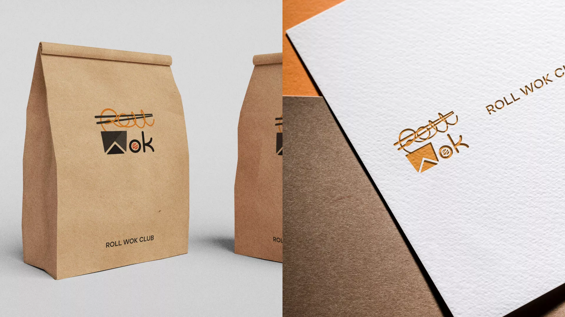 Разработка логотипа суши-бара «Roll Wok Club» в Полесске