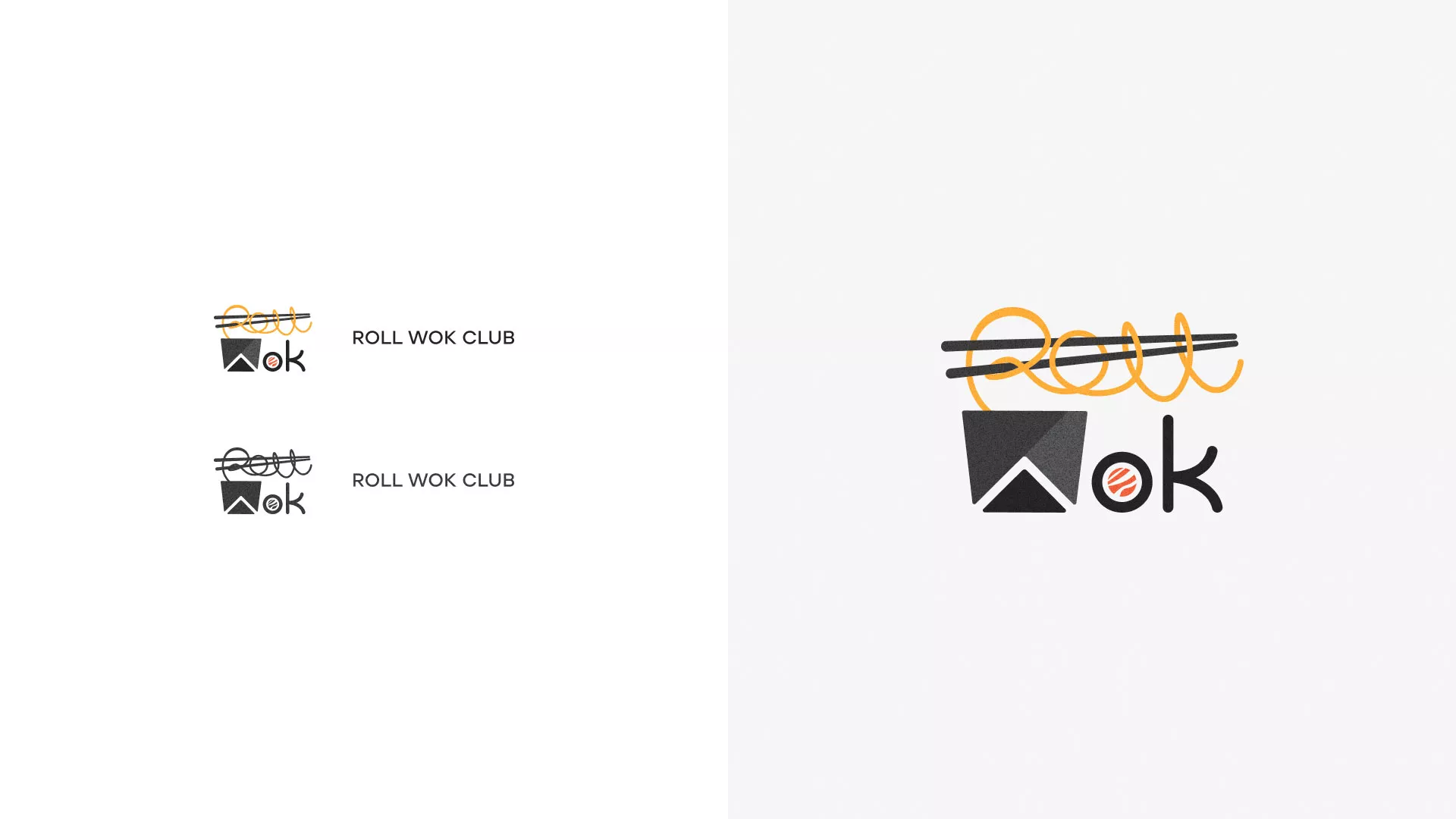 Разработка логотипа суши-бара «Roll Wok Club» в Полесске
